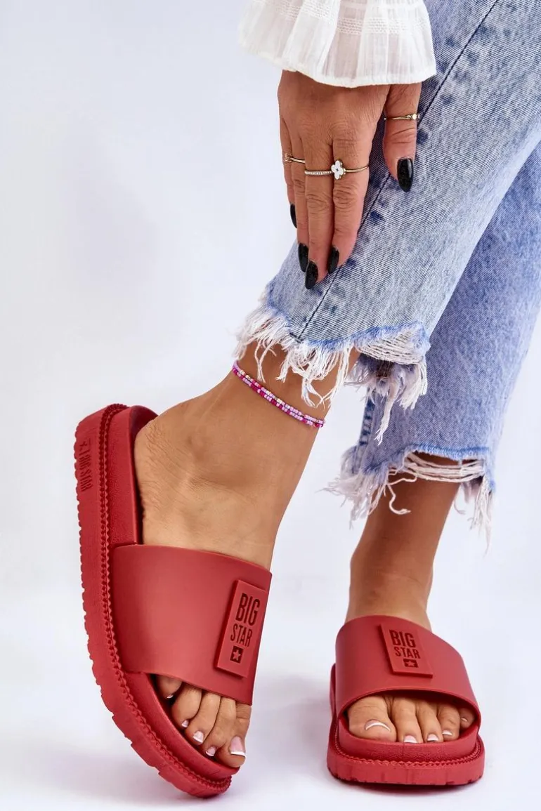 Damskie Klapki Big Star LL274430 Czerwone