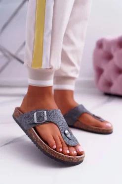 Damskie Klapki Ciemnoszare Japonki Baisan