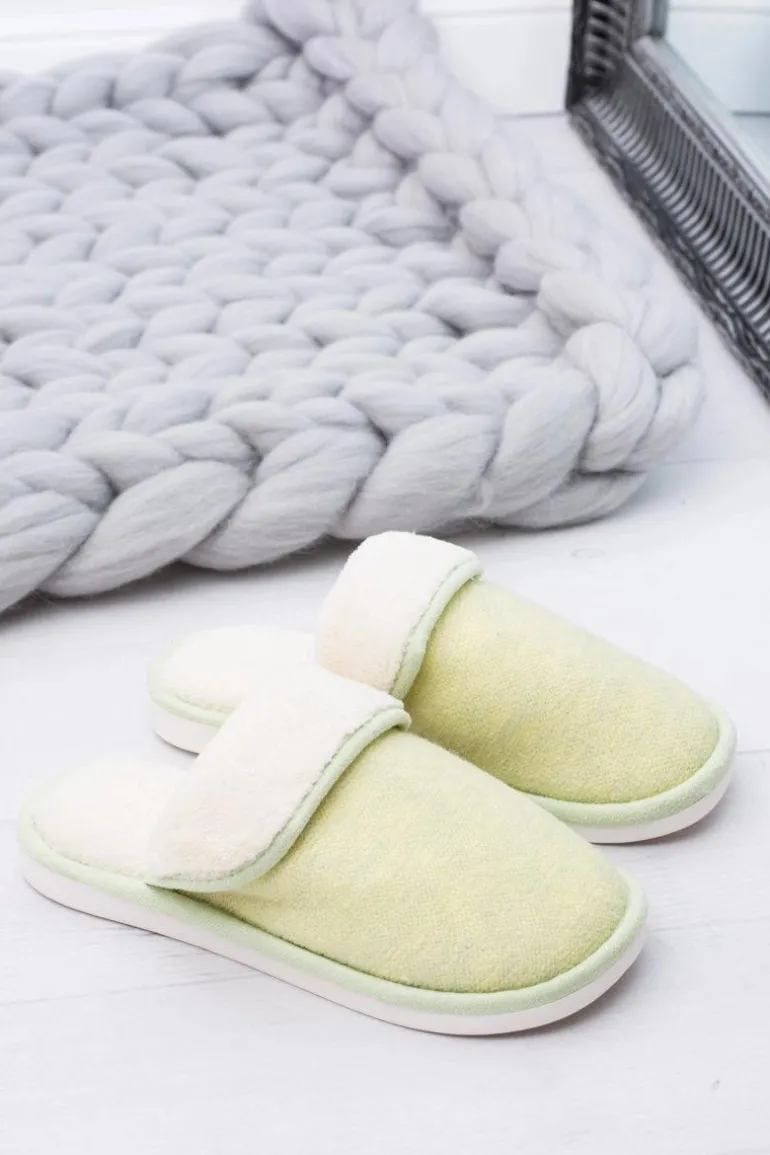 Damskie Klapki Domowe Zielone Papcie Sleepy