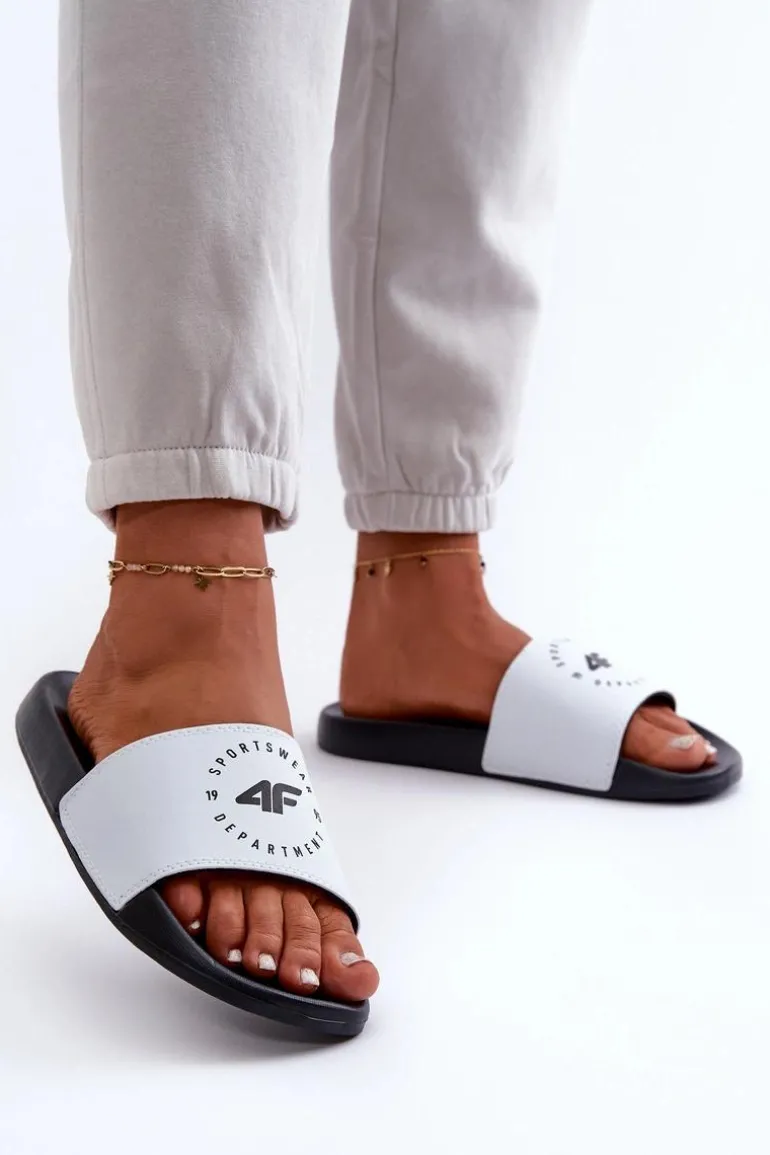 Damskie Klapki 4FMM00FFLIF044A-10S Biało-Czarne