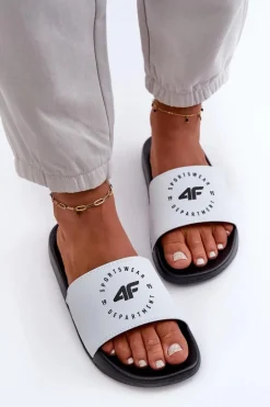 Damskie Klapki 4FMM00FFLIF044A-10S Biało-Czarne