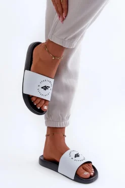 Damskie Klapki 4FMM00FFLIF044A-10S Biało-Czarne