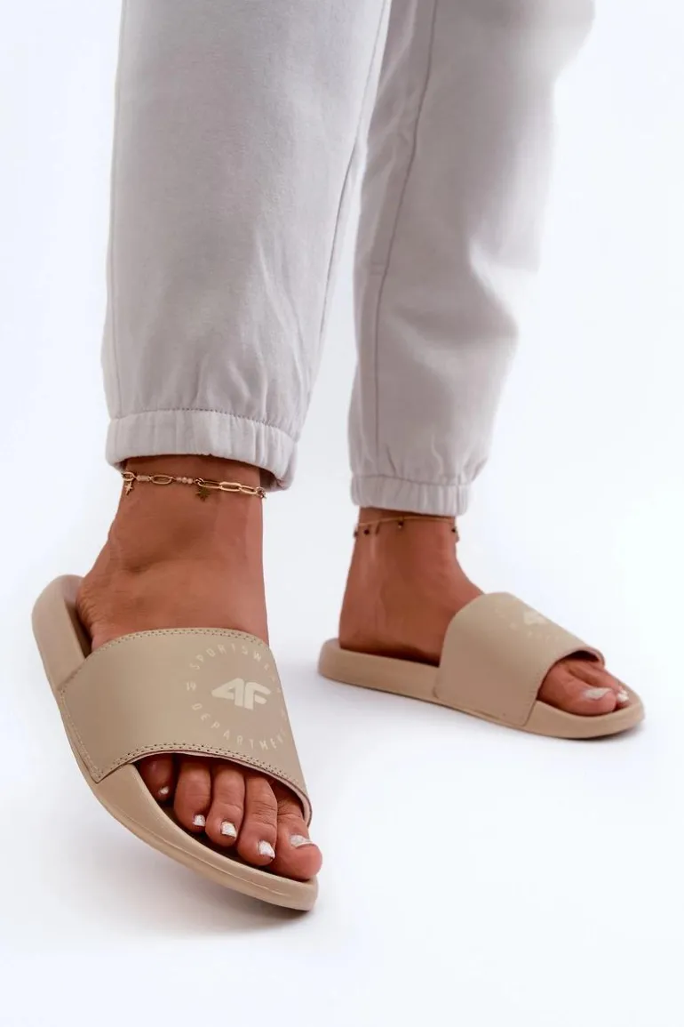 Damskie Klapki 4FMM00FFLIF044A-83S Beżowe