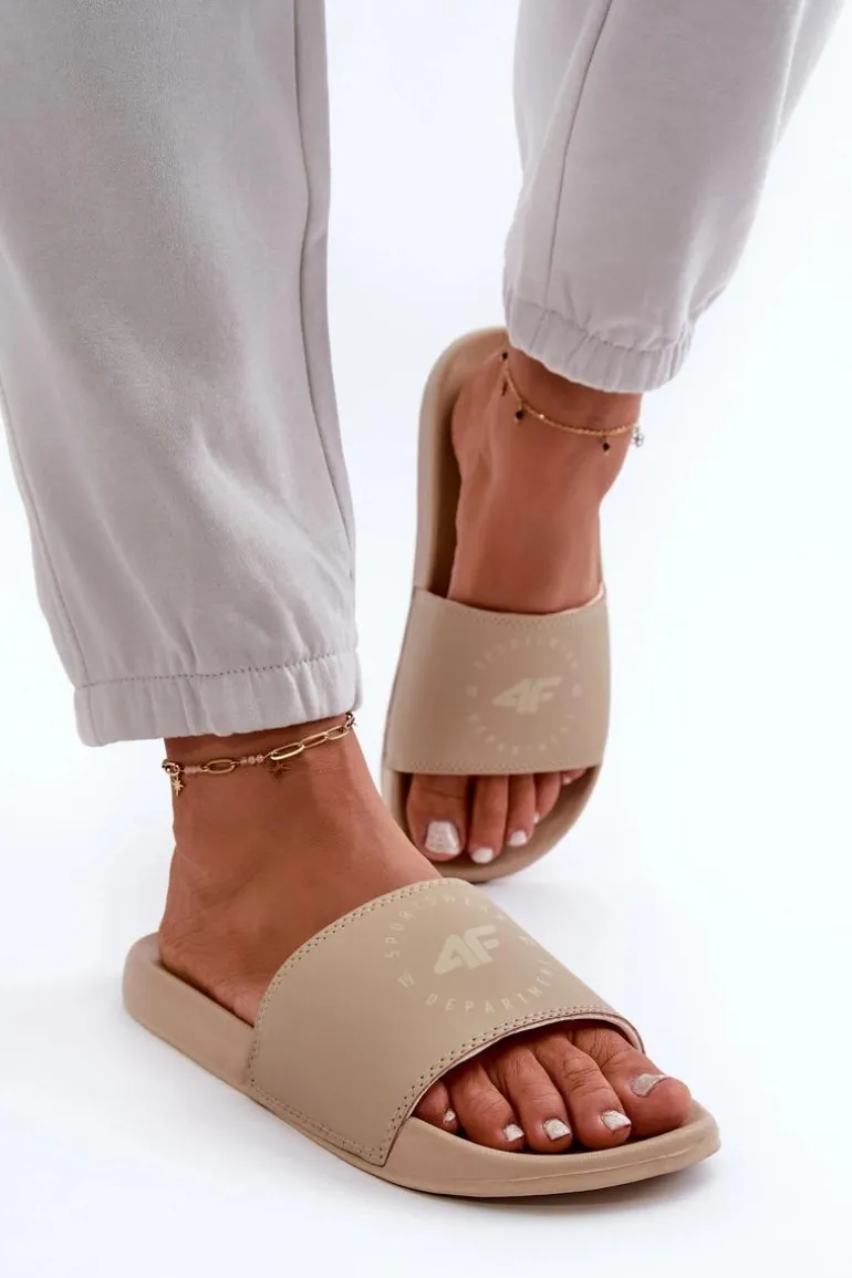 Damskie Klapki 4FMM00FFLIF044A-83S Beżowe