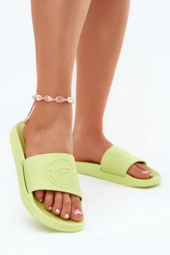 Damskie Klapki 4FMM00FFLIF045-45S Limonkowe
