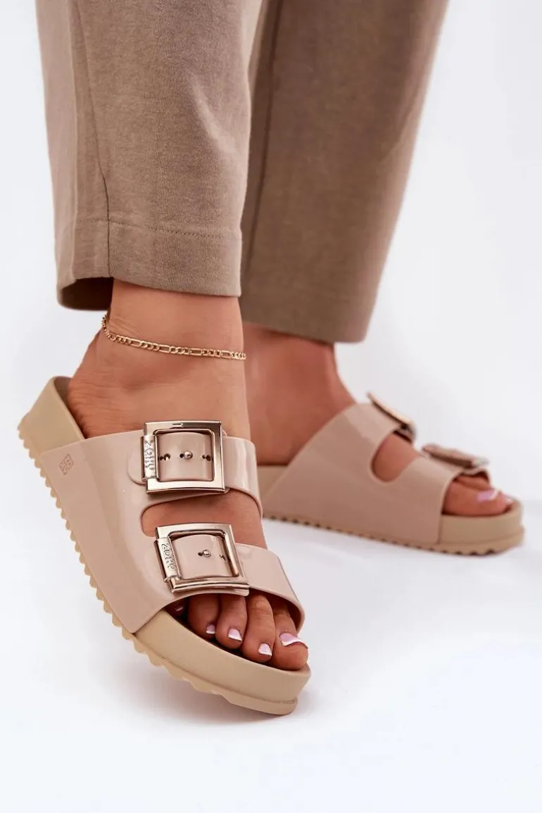 Damskie Klapki Gładkie Pachnące ZAXY NN285092 Beżowe