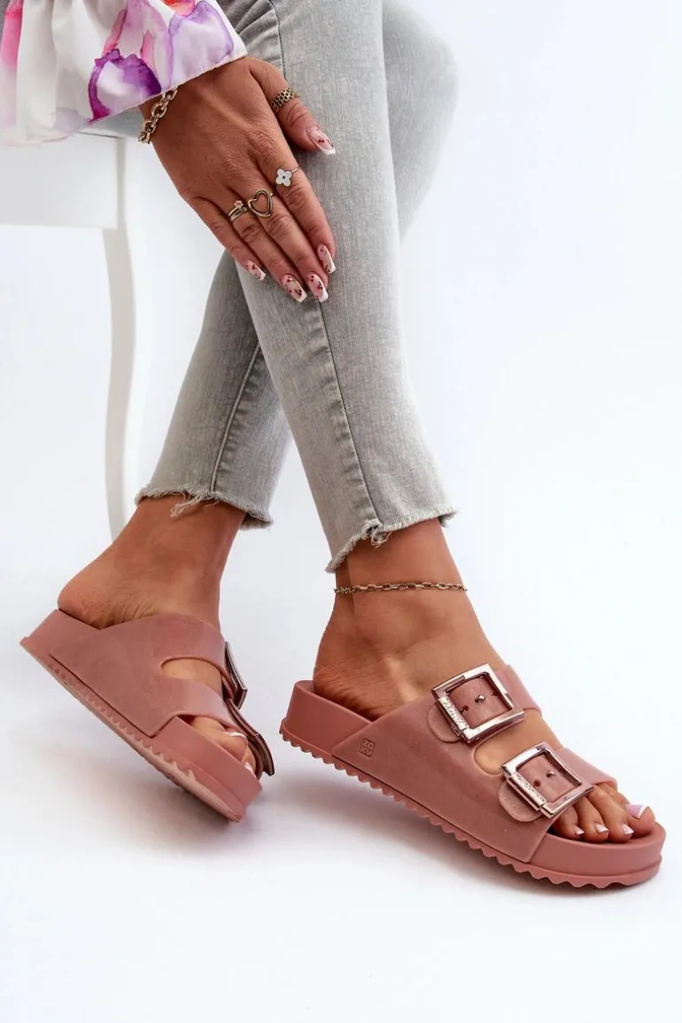 Damskie Klapki Gładkie ZAXY HH285156 Brudny Róż