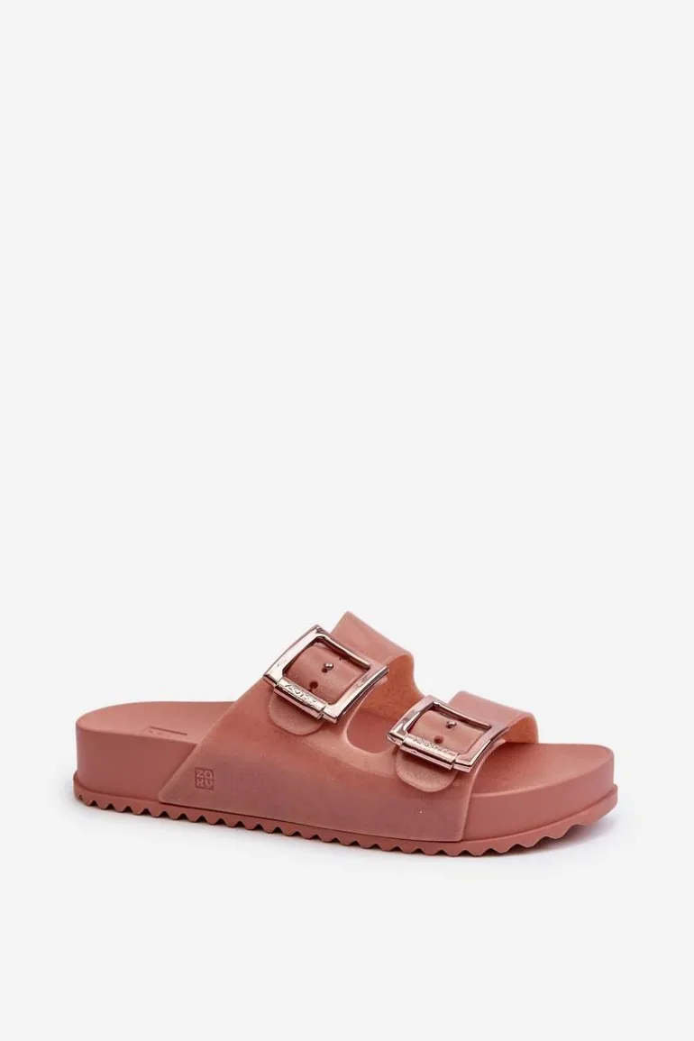 Damskie Klapki Gładkie ZAXY HH285156 Brudny Róż