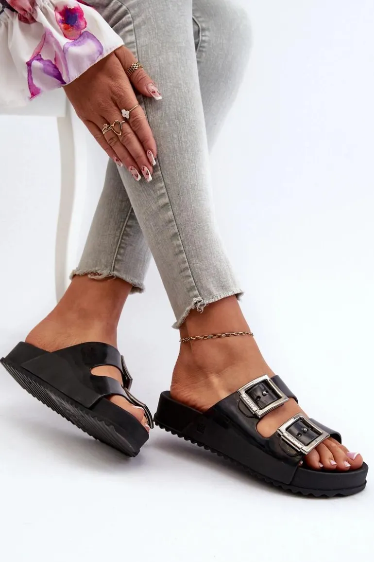 Damskie Klapki Gładkie ZAXY HH285157 Czarne