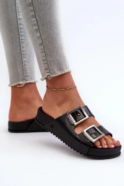 Damskie Klapki Gładkie ZAXY HH285157 Czarne