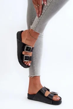 Damskie Klapki Gładkie ZAXY HH285157 Czarne