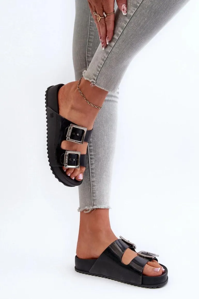 Damskie Klapki Gładkie ZAXY HH285157 Czarne