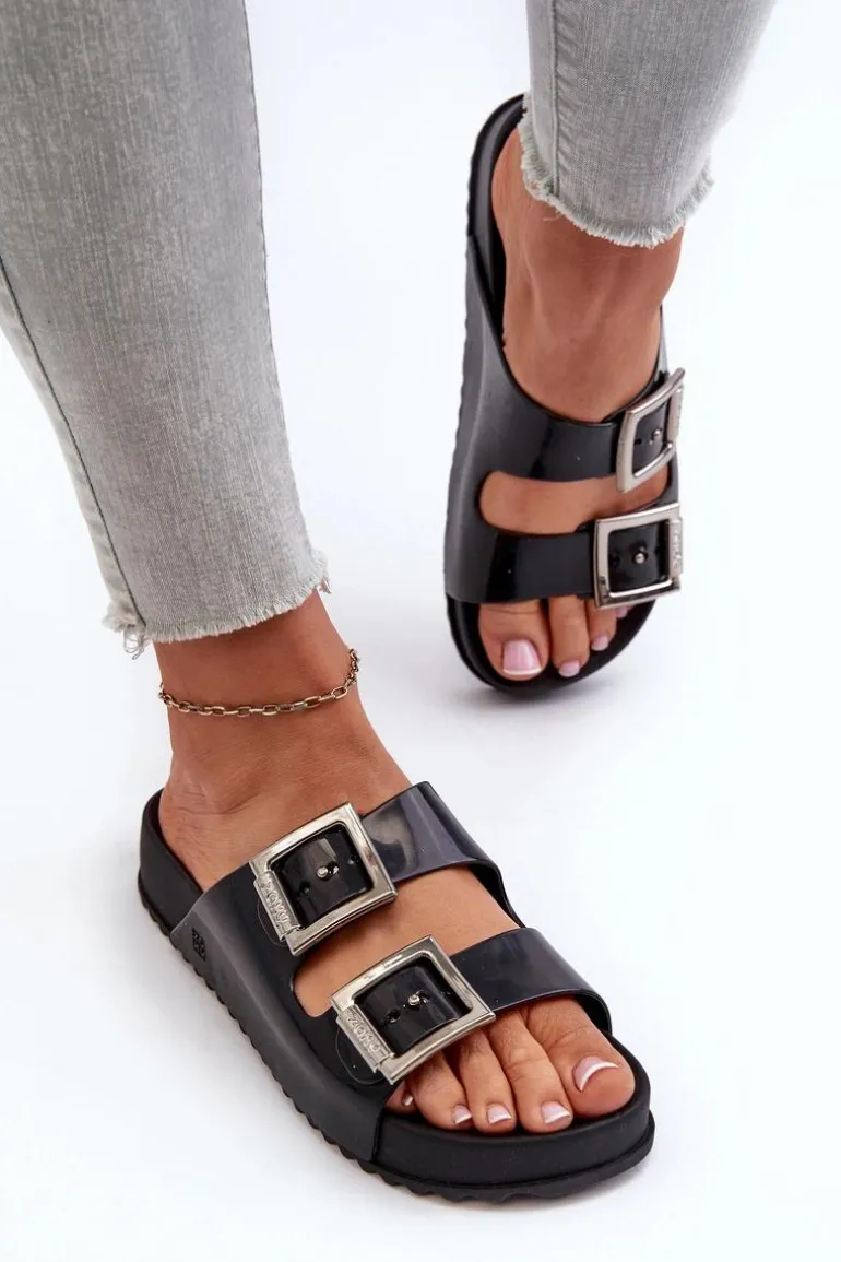 Damskie Klapki Gładkie ZAXY HH285157 Czarne