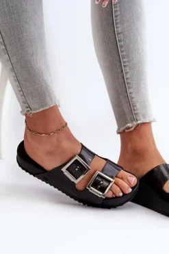 Damskie Klapki Gładkie ZAXY HH285157 Czarne