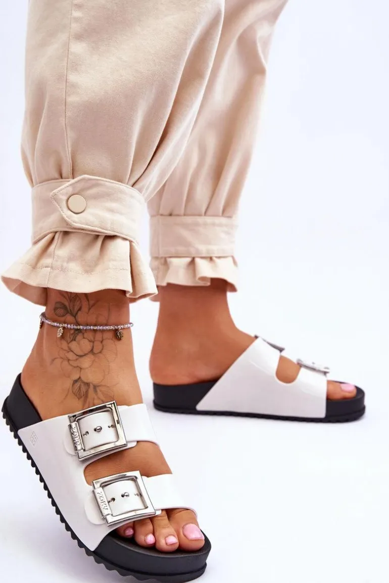 Damskie Klapki Gładkie ZAXY HH285159 Białe