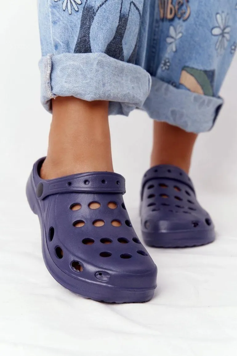 Damskie Klapki Granatowe Piankowe EVA