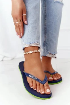 Damskie Klapki Japonki Big Star FF274A312 Granatowe