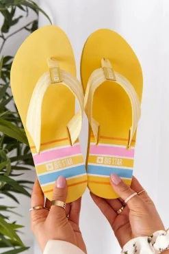 Damskie Klapki Japonki Big Star HH274A055 Żółte
