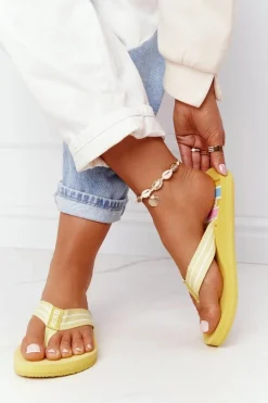 Damskie Klapki Japonki Big Star HH274A055 Żółte