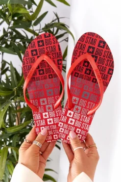 Damskie Klapki Japonki Big Star FF274A305 Czerwone