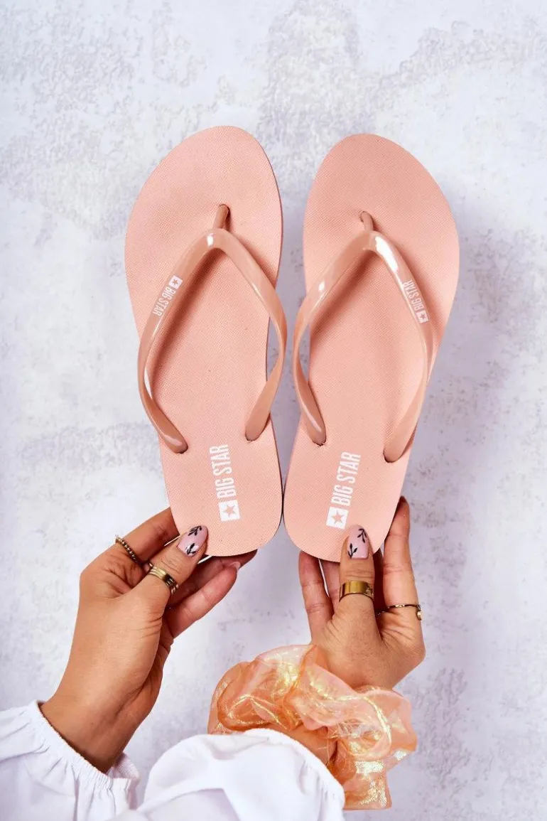 Damskie Klapki Japonki Big Star JJ274A386 Nude