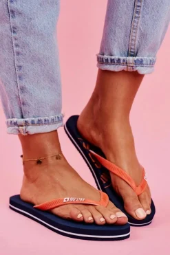 Damskie Klapki Japonki Big Star FF274A297 Granatowe