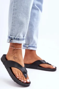 Damskie Klapki Japonki Na Platformie Czarne Bellitta