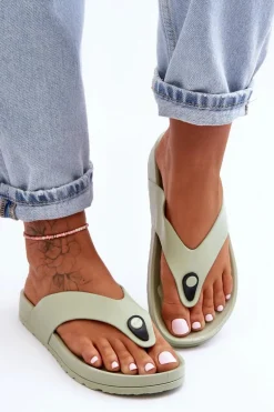 Damskie Klapki Japonki Na Platformie Zielone Bellitta