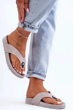 Damskie Klapki Japonki Na Platformie Szare Bellitta