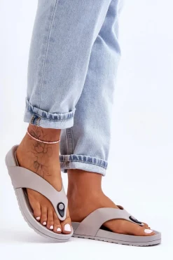 Damskie Klapki Japonki Na Platformie Szare Bellitta