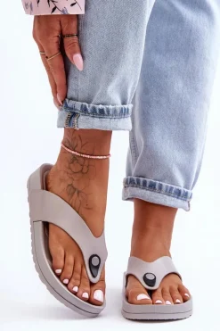 Damskie Klapki Japonki Na Platformie Szare Bellitta