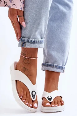 Damskie Klapki Japonki Na Platformie Białe Bellitta