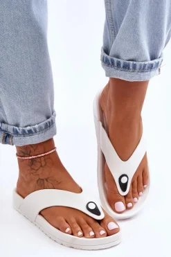 Damskie Klapki Japonki Na Platformie Białe Bellitta