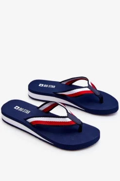 Damskie Klapki Japonki Na Platformie Big Star LL274779 Granatowe