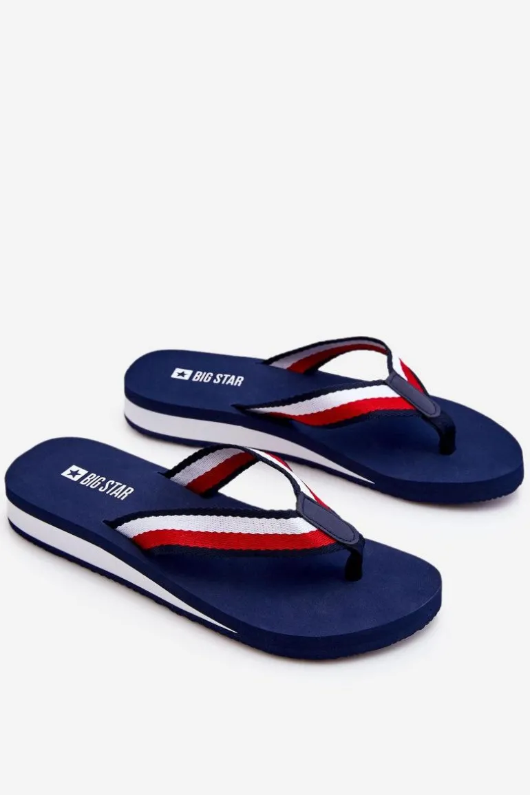 Damskie Klapki Japonki Na Platformie Big Star LL274779 Granatowe