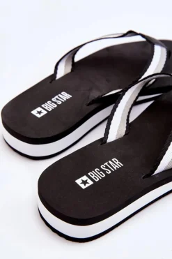 Damskie Klapki Japonki Na Platformie Big Star LL274781 Czarne