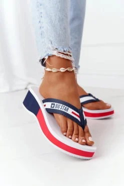 Damskie Klapki Japonki Na Koturnie Big Star HH274A093 Białe