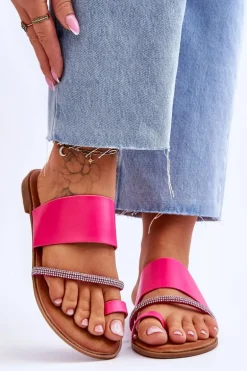 Damskie Klapki Japonki Z Ozdobnym Paskiem Fuksja Sublime