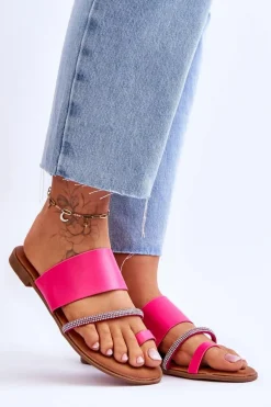 Damskie Klapki Japonki Z Ozdobnym Paskiem Fuksja Sublime