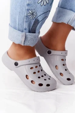 Damskie Klapki Na Basen Do Ogrodu Szare Piankowe EVA