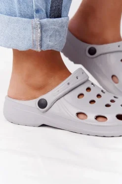 Damskie Klapki Na Basen Do Ogrodu Szare Piankowe EVA