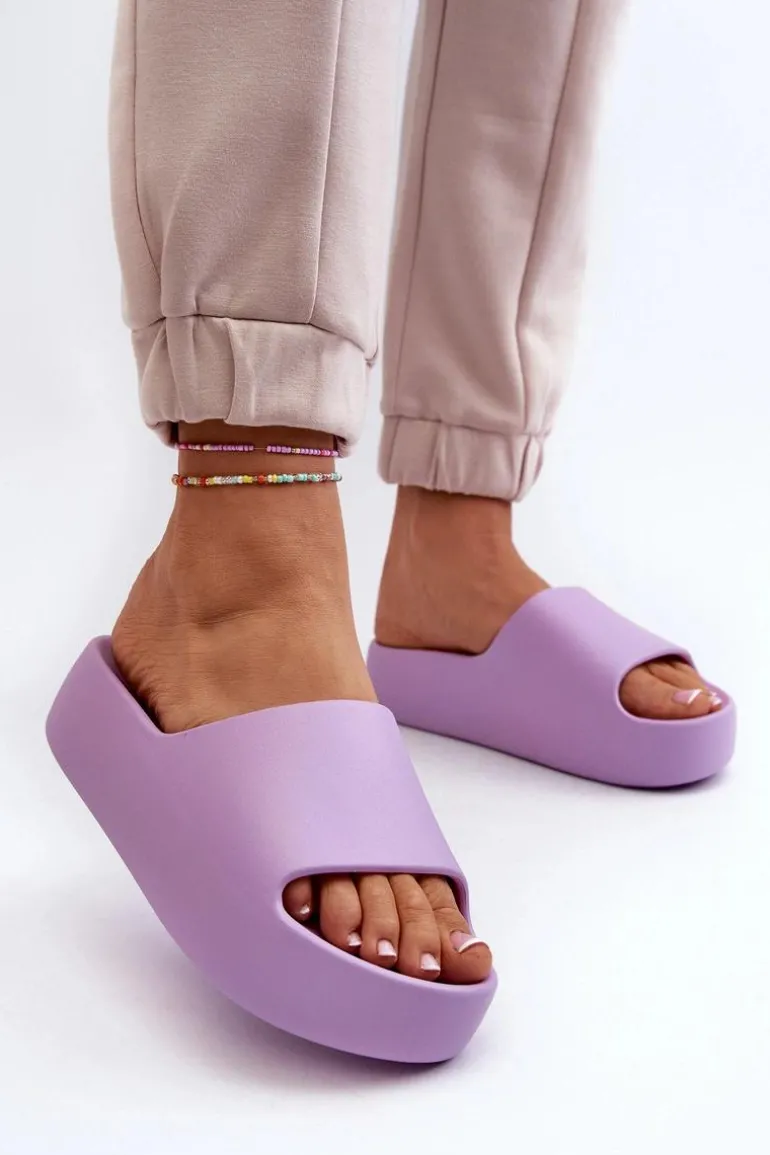 Damskie Klapki Na Grubej Podeszwie Fioletowe Oreithano