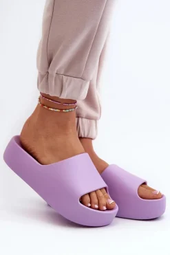 Damskie Klapki Na Grubej Podeszwie Fioletowe Oreithano