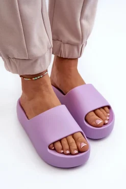 Damskie Klapki Na Grubej Podeszwie Fioletowe Oreithano