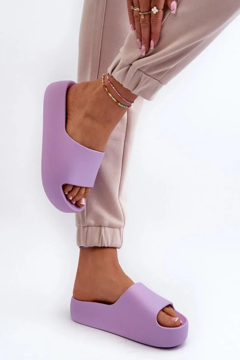 Damskie Klapki Na Grubej Podeszwie Fioletowe Oreithano