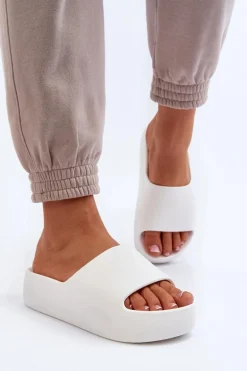 Damskie Klapki Na Grubej Podeszwie Białe Oreithano