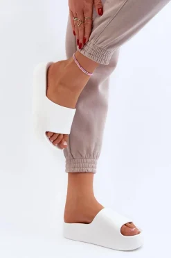 Damskie Klapki Na Grubej Podeszwie Białe Oreithano