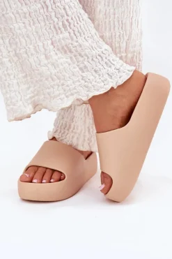 Damskie Klapki Na Grubej Podeszwie Khaki Oreithano