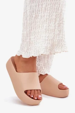 Damskie Klapki Na Grubej Podeszwie Khaki Oreithano