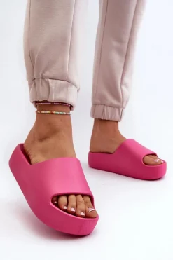 Damskie Klapki Na Grubej Podeszwie Fuksja Oreithano